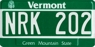 VT license plate NRK202