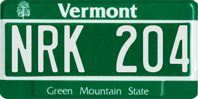 VT license plate NRK204