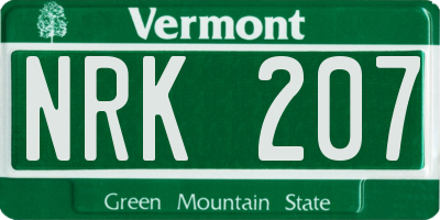 VT license plate NRK207