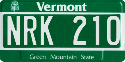 VT license plate NRK210