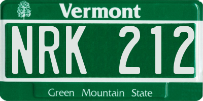 VT license plate NRK212