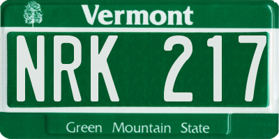 VT license plate NRK217