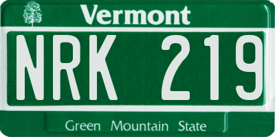 VT license plate NRK219