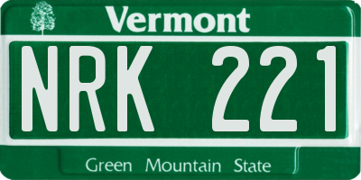 VT license plate NRK221