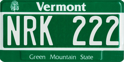 VT license plate NRK222