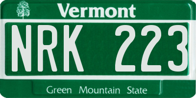 VT license plate NRK223