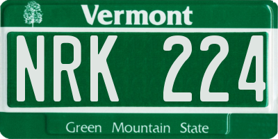 VT license plate NRK224