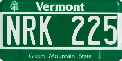 VT license plate NRK225