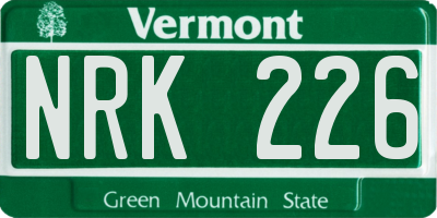 VT license plate NRK226