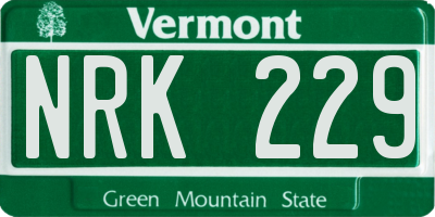 VT license plate NRK229