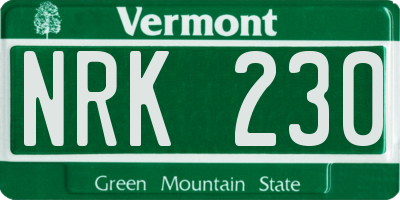 VT license plate NRK230