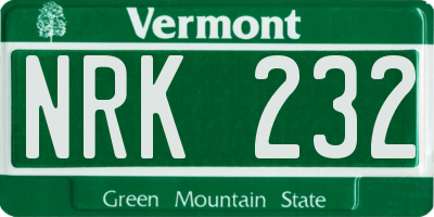 VT license plate NRK232