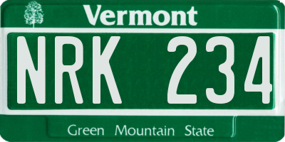 VT license plate NRK234