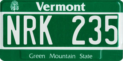 VT license plate NRK235