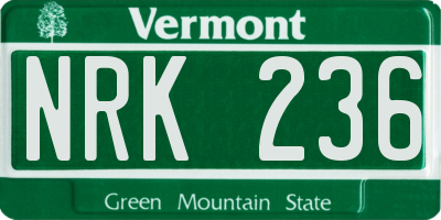 VT license plate NRK236