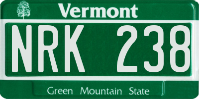VT license plate NRK238