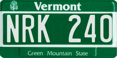VT license plate NRK240