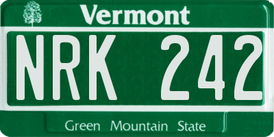 VT license plate NRK242