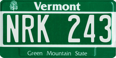 VT license plate NRK243
