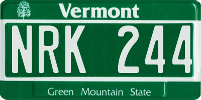 VT license plate NRK244