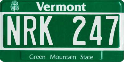 VT license plate NRK247