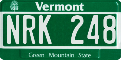 VT license plate NRK248