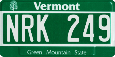 VT license plate NRK249