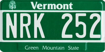 VT license plate NRK252