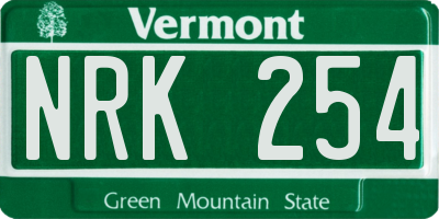 VT license plate NRK254