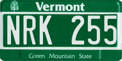 VT license plate NRK255