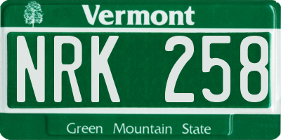 VT license plate NRK258