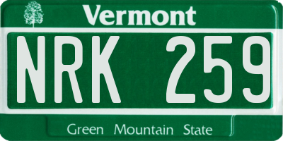 VT license plate NRK259