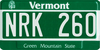 VT license plate NRK260
