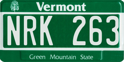 VT license plate NRK263