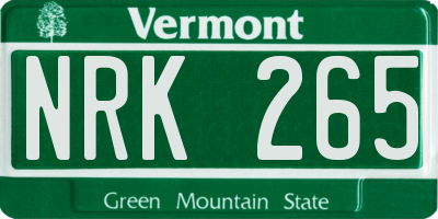 VT license plate NRK265