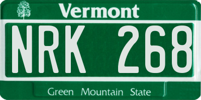 VT license plate NRK268