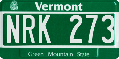 VT license plate NRK273