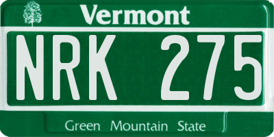 VT license plate NRK275