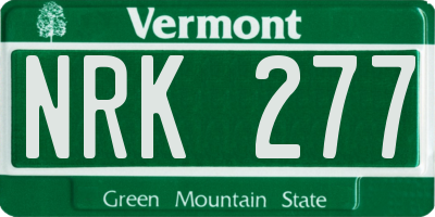 VT license plate NRK277