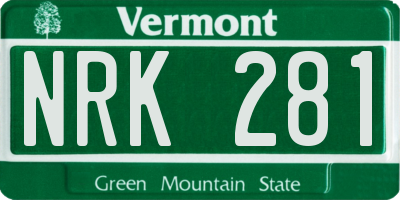 VT license plate NRK281