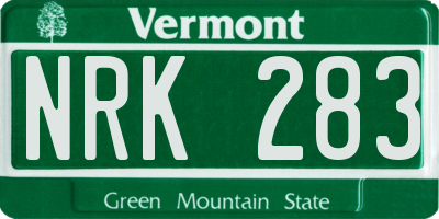 VT license plate NRK283