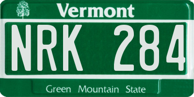 VT license plate NRK284