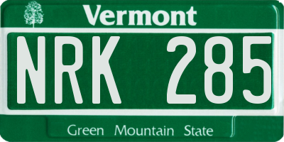 VT license plate NRK285