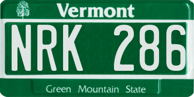VT license plate NRK286