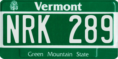 VT license plate NRK289