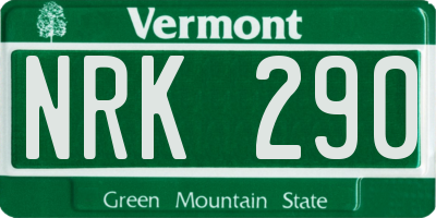 VT license plate NRK290