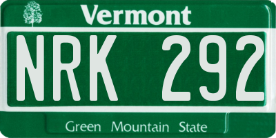 VT license plate NRK292