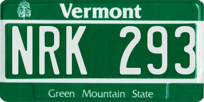 VT license plate NRK293