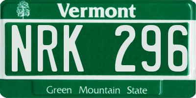 VT license plate NRK296