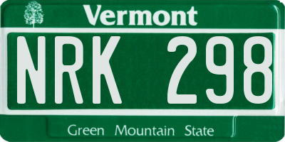 VT license plate NRK298